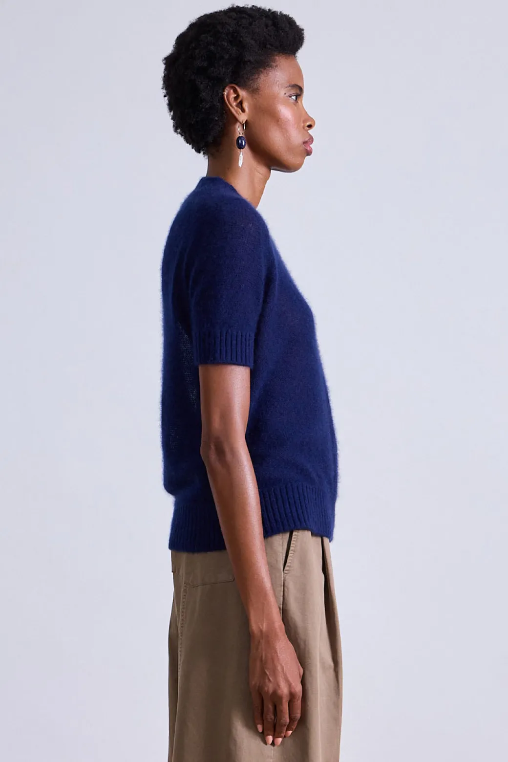 Softest Silk Cashmere Tee in Navy