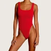 Square Neck Swimsuit in Red