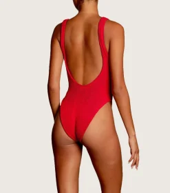 Square Neck Swimsuit in Red