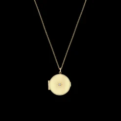 Star Set Diamond Round Locket in Yellow Gold