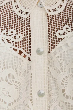Swan Lake Guipure Shirt in Off-White