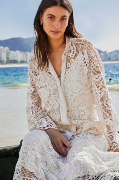 Swan Lake Guipure Shirt in Off-White