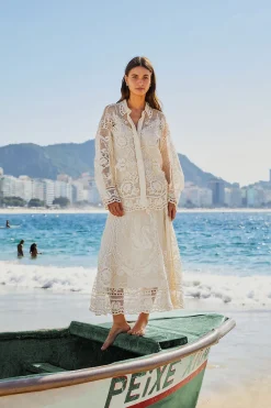 Swan Lake Guipure Shirt in Off-White