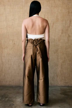 Techno Taffeta Barrel Pant in Bronze