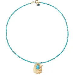 Turquoise Necklace with Shell and Turquoise Charm