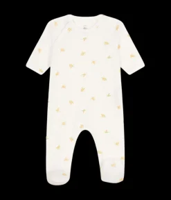 Turtle Side Snap Onesie in White