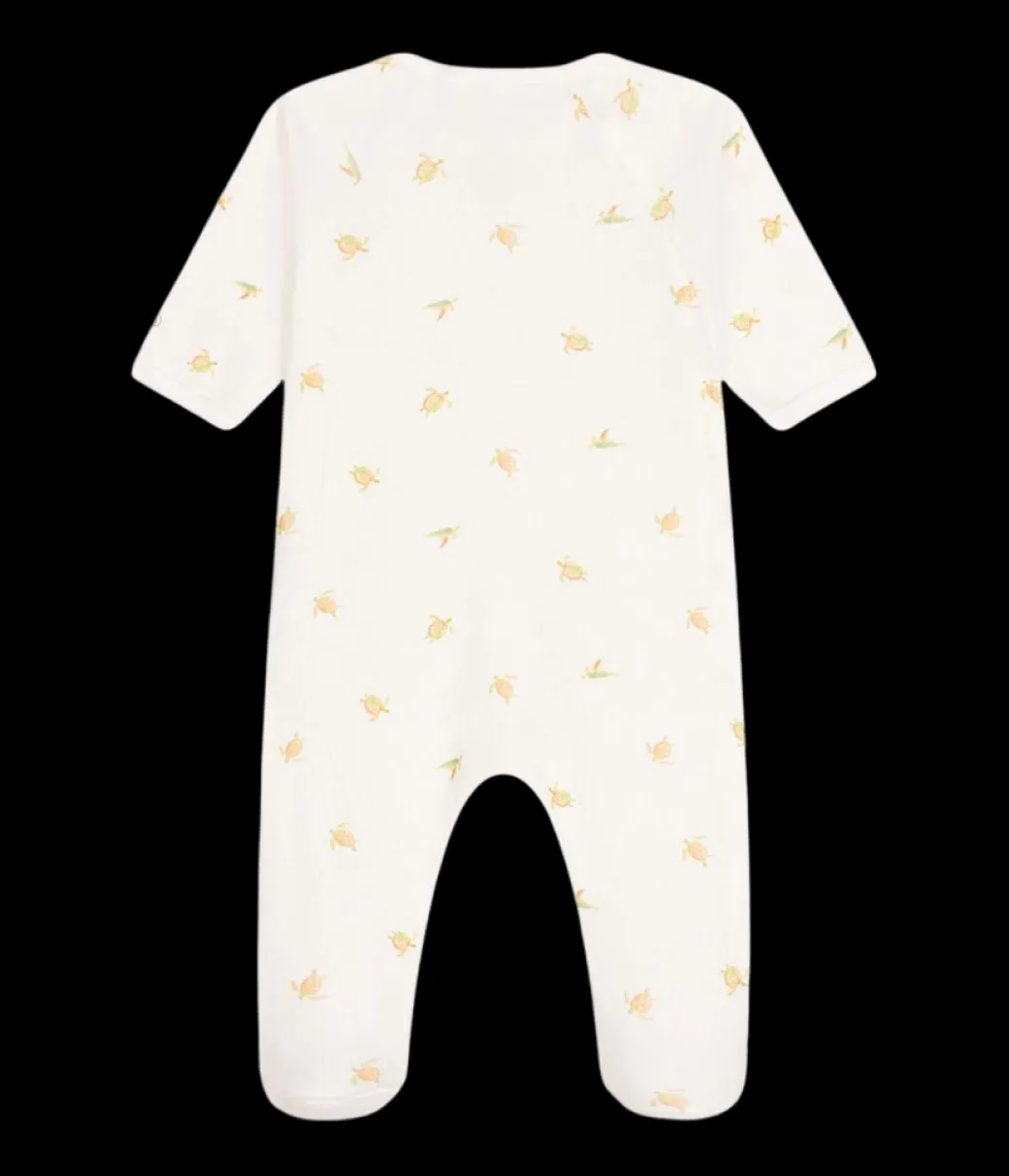 Turtle Side Snap Onesie in White