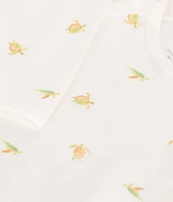 Turtle Side Snap Onesie in White