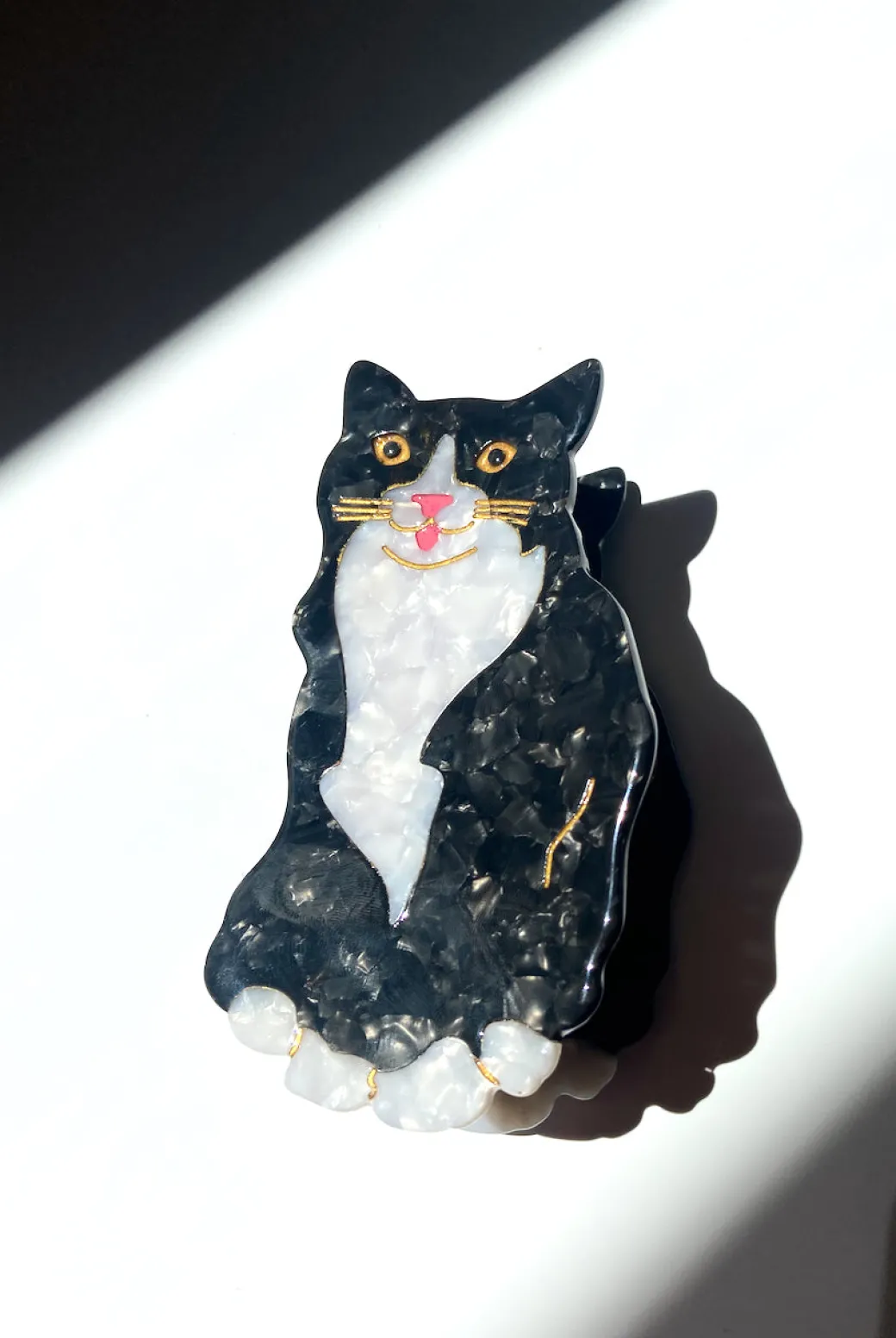 Tuxedo Cat Claw Clip in Black & White