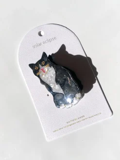 Tuxedo Cat Claw Clip in Black & White