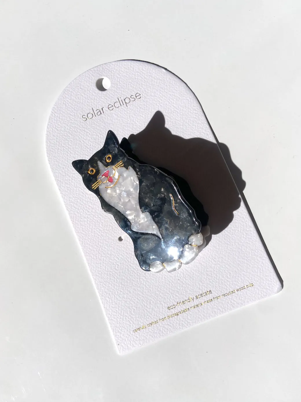 Tuxedo Cat Claw Clip in Black & White