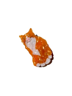 Tuxedo Cat Claw Clip in Orange