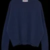 Wide Cashmere Pullover in Navy