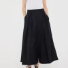 Wide Poplin Skirt in Noir