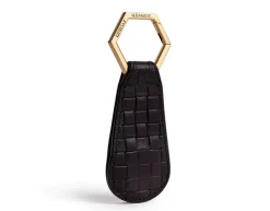 Woven Leather Hat Clip in Black