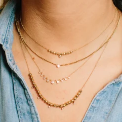 X-Small Diamond Curb Chain Necklace in Yellow Gold