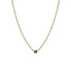 X-Small Round Emerald Curb Chain Necklace in Yellow Gold